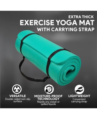 GoCloud 1" Extra Thick Exercise Mat w/Carrying Strap, Green