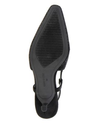 Women's Martha Crystals Kitten Heel Sling Back Pumps