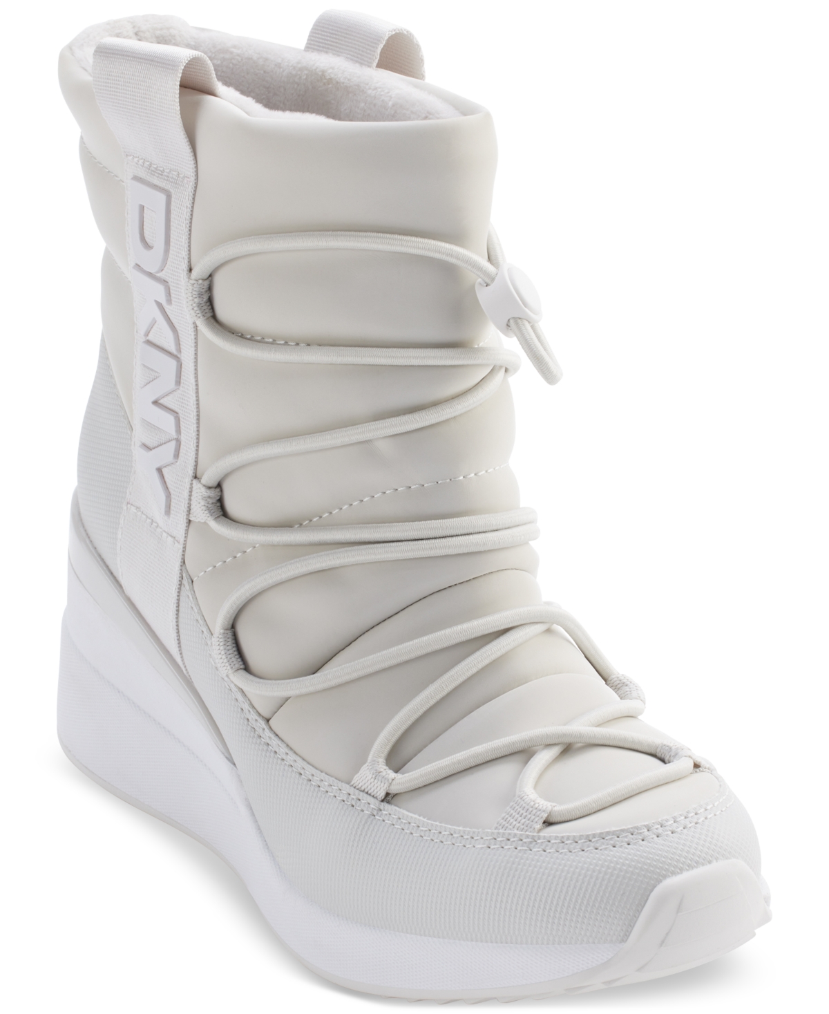 Shop Dkny Women's Perla Wedge Winter Booties In Soft White
