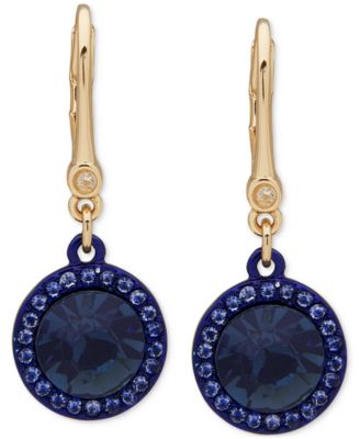DKNY - Gold-Tone Pav&eacute; & Color Stone Halo Drop Earrings