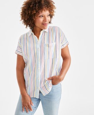 Style & Co - Women's Cotton Printed Short-Sleeve Button Camp Shirt