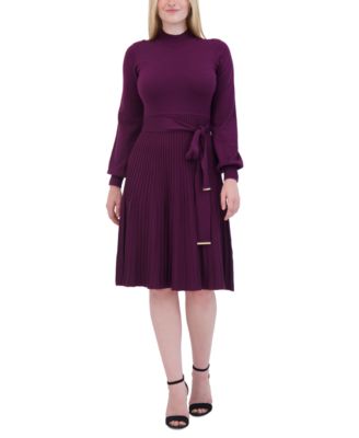 Jessica Howard Women s Long Sleeve Pleated Knit Dress Macy s