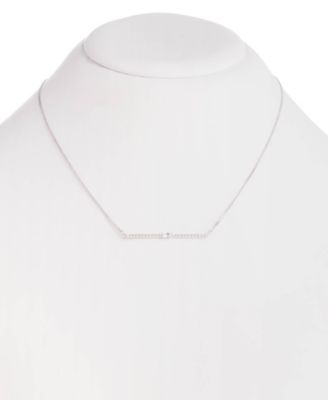 Lauren Sterling Silver Cubic Zirconia Bar Statement Necklace, 18" + 3" extender