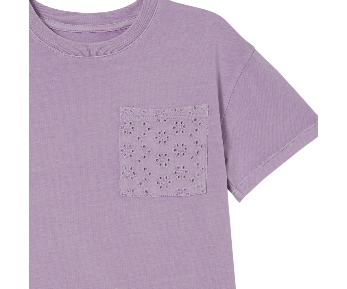 Cotton On Little Girls Poppy Short Sleeve Graphic Print Tee -floral pocket