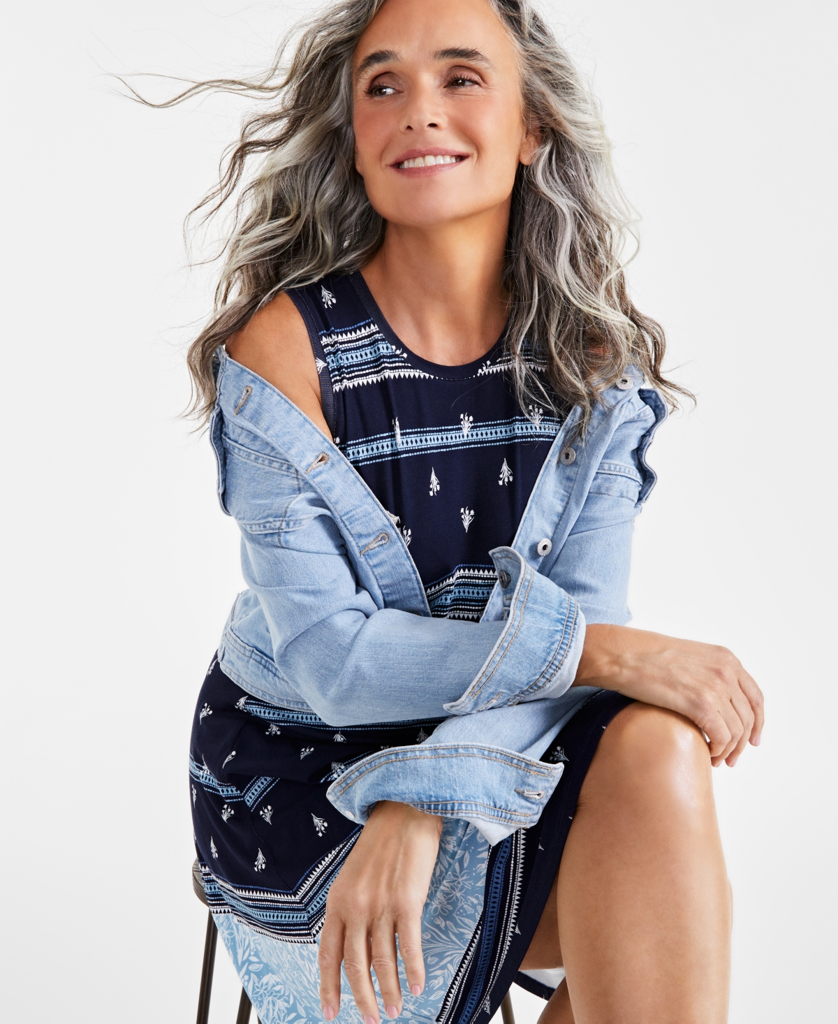 Style & Co Women's Printed Sleeveless Knit Dress, Created for Macy's