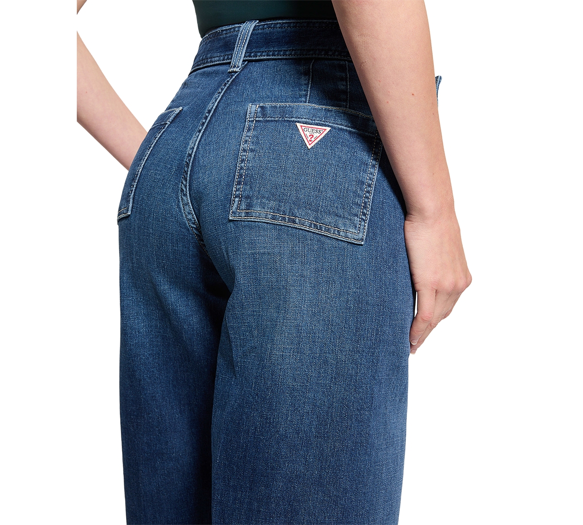 Shop Guess Women's Dakota Belted Wide-leg Jeans In Minimale