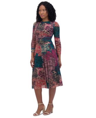Jessica Howard - Women's Paisley-Print Gathered-Waist Dress