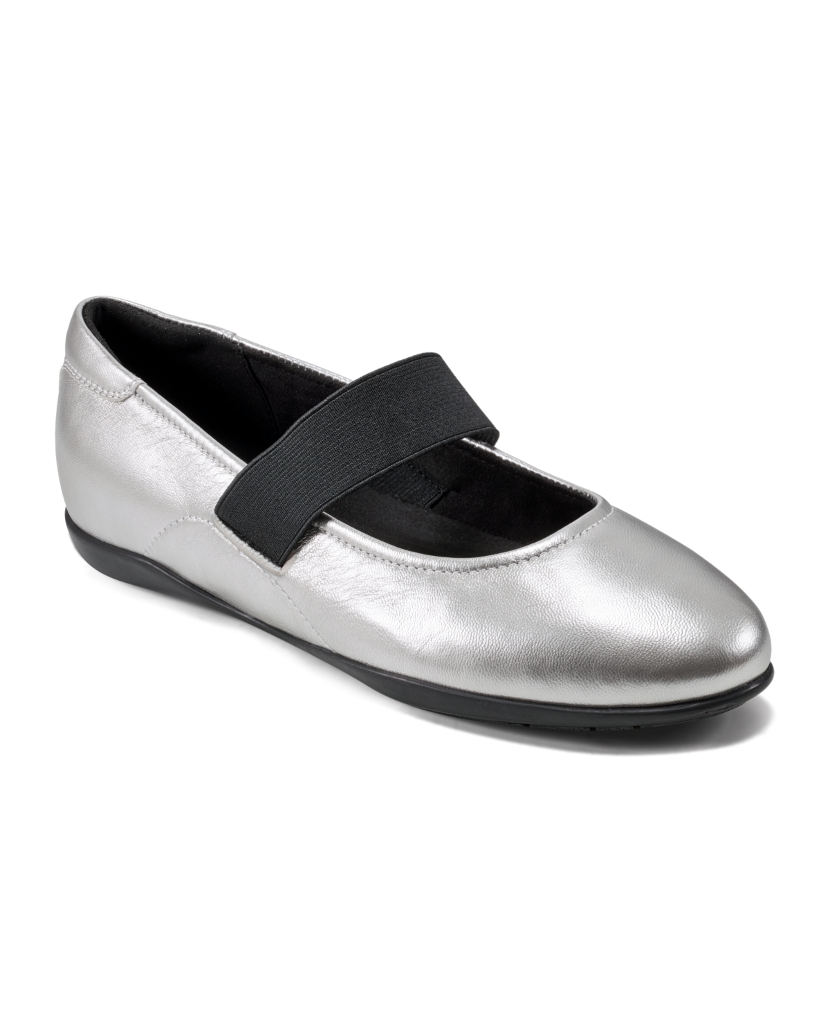 Rockport Women s Aver Slip On Casual Ballet Flats Silver Leather Smart Closet