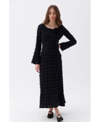 Women's Backless Long Sleeve Maxi Dress