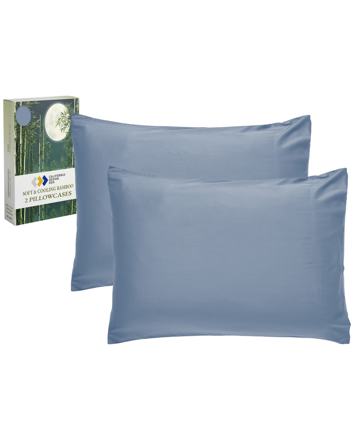 Silky Soft 100% Rayon from Bamboo Cases Standard Size, Set Of 2 For Smooth Hair & Skin, Fits Queen Pillows by California Design Den