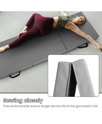 GoGym 6x2ft Folding 3 Panel Exercise Mat with Handles, Black