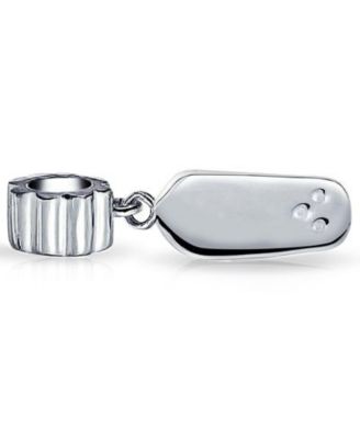 Tropical Vacation Flip Flop Sandal Charm Bead .925 Sterling Silver