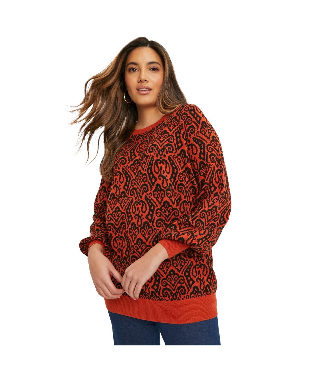 June + Vie Women's June + Vie Jacquard Pullover Sweater