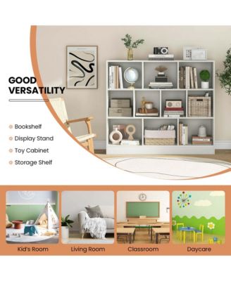 10-Cube Wooden Bookcase Toy Storage Organizer for Kids Room