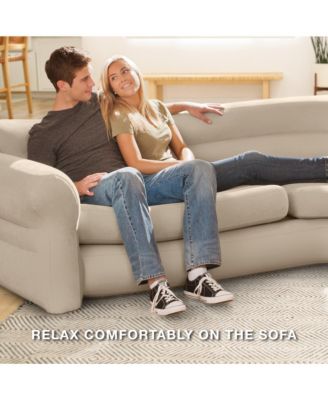 Inflatable Corner Living Room Air Mattress Sectional Sofa Couch, Beige