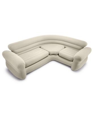 Inflatable Corner Living Room Air Mattress Sectional Sofa Couch, Beige