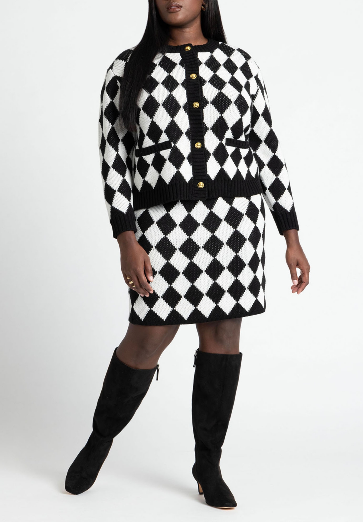 Eloquii Plus Size Knit Tweed Mini Skirt