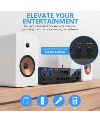 Wireless Bluetooth Streaming Stereo Amplifier Receiver With FM Radio, MP3/USB/SD/AUX Playback, 800 Watt