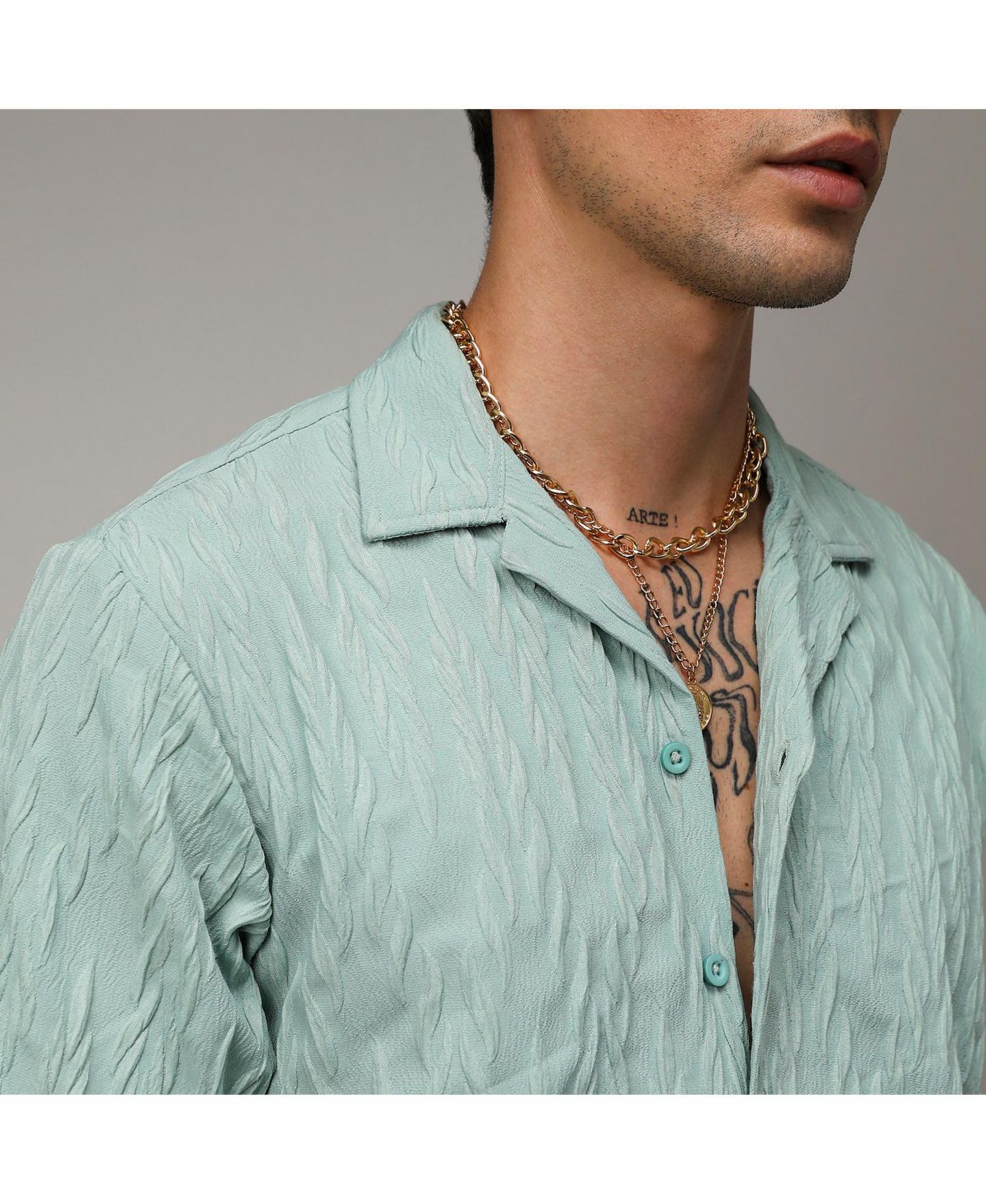 Мужская рубашка Cahoot Campus Sutra Sage Green Grain-Textured, цвет: Зелёный — фото 4
