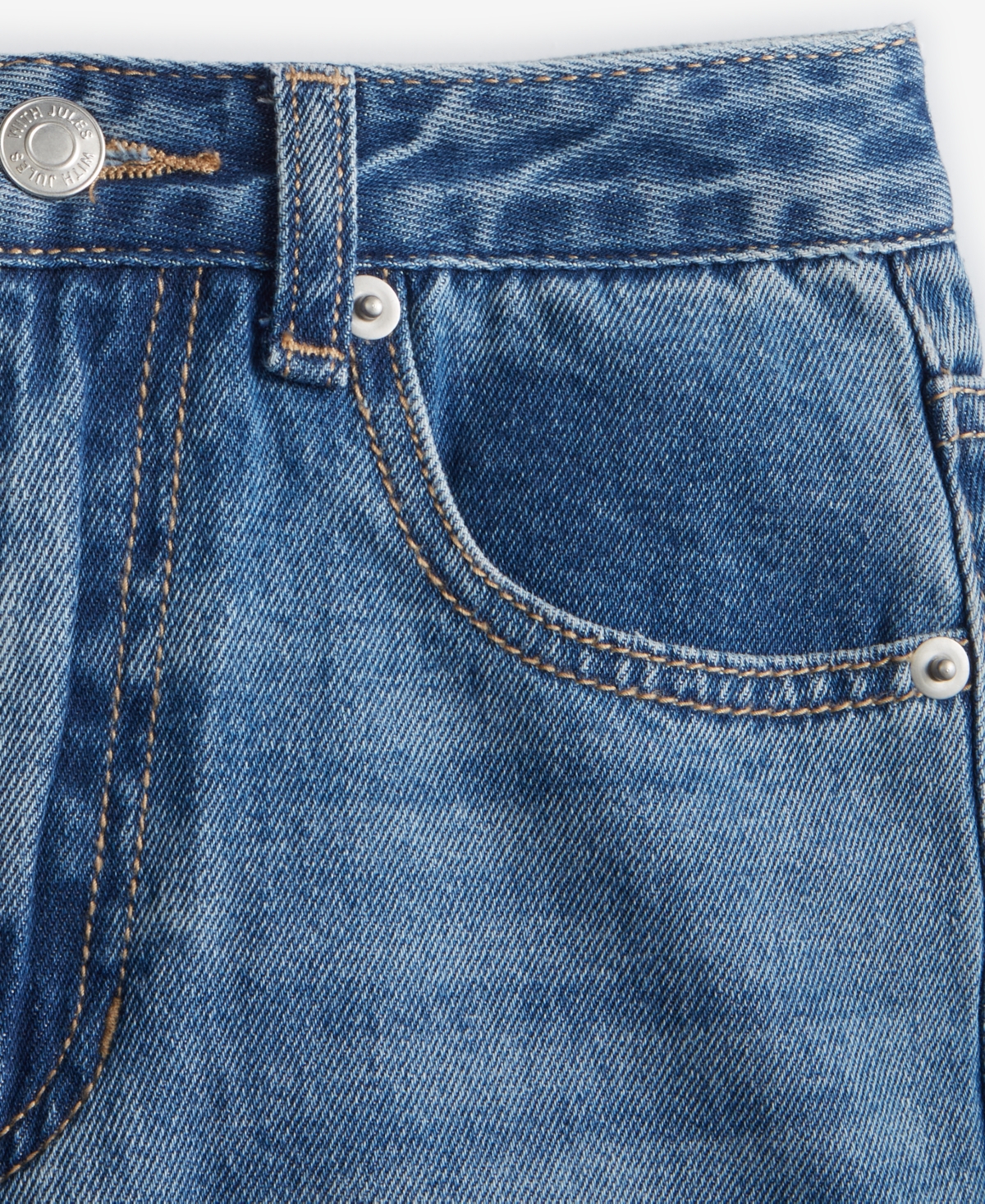 WITH JULES BIG GIRLS DISTRESSED WIDE-LEG JEANS 