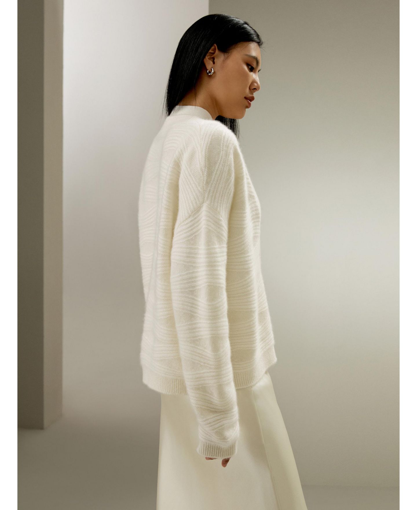Женский кардиган LILYSILK Elegant V-Neck Cashmere, цвет: Белый — фото 5