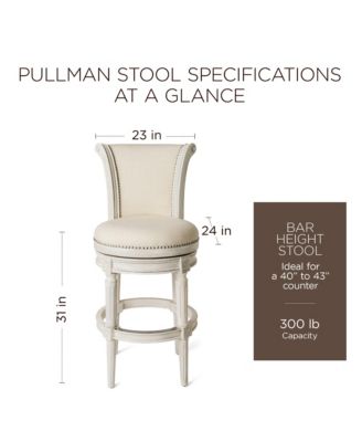 Pullman Bar Stool, White Oak Finish w/ Natural Color Fabric Upholstery