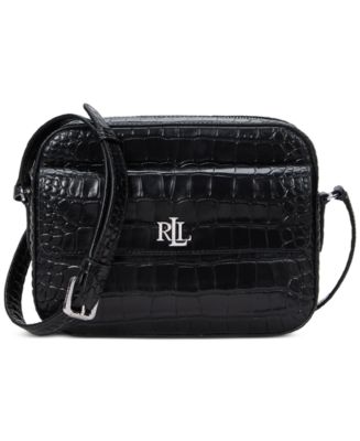 Lauren Ralph Lauren Marcy Croc-Embossed Leather Small Camera Bag