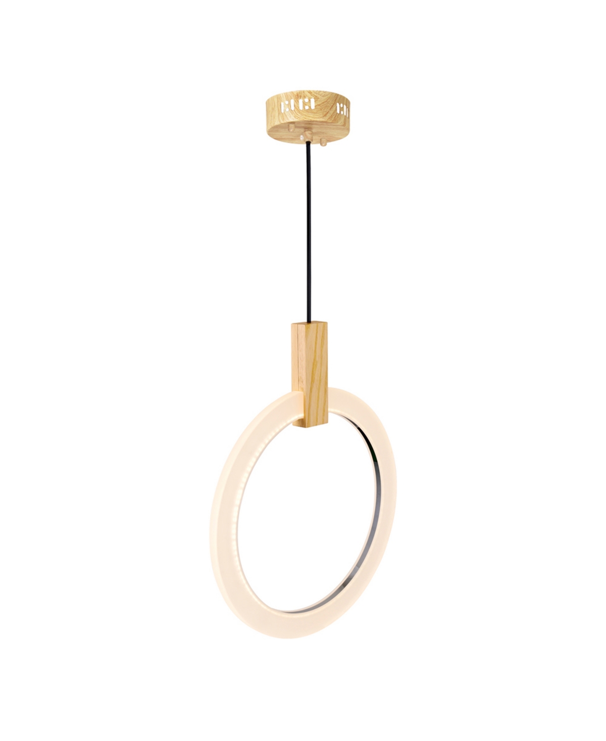 Cwi Lighting 20" Metal Anello Led Pendant In White Oak