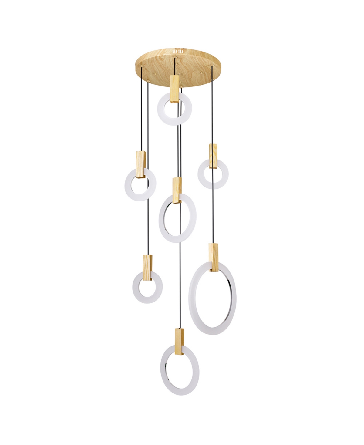 Cwi Lighting 96" Metal Anello Led Pendant In White Oak