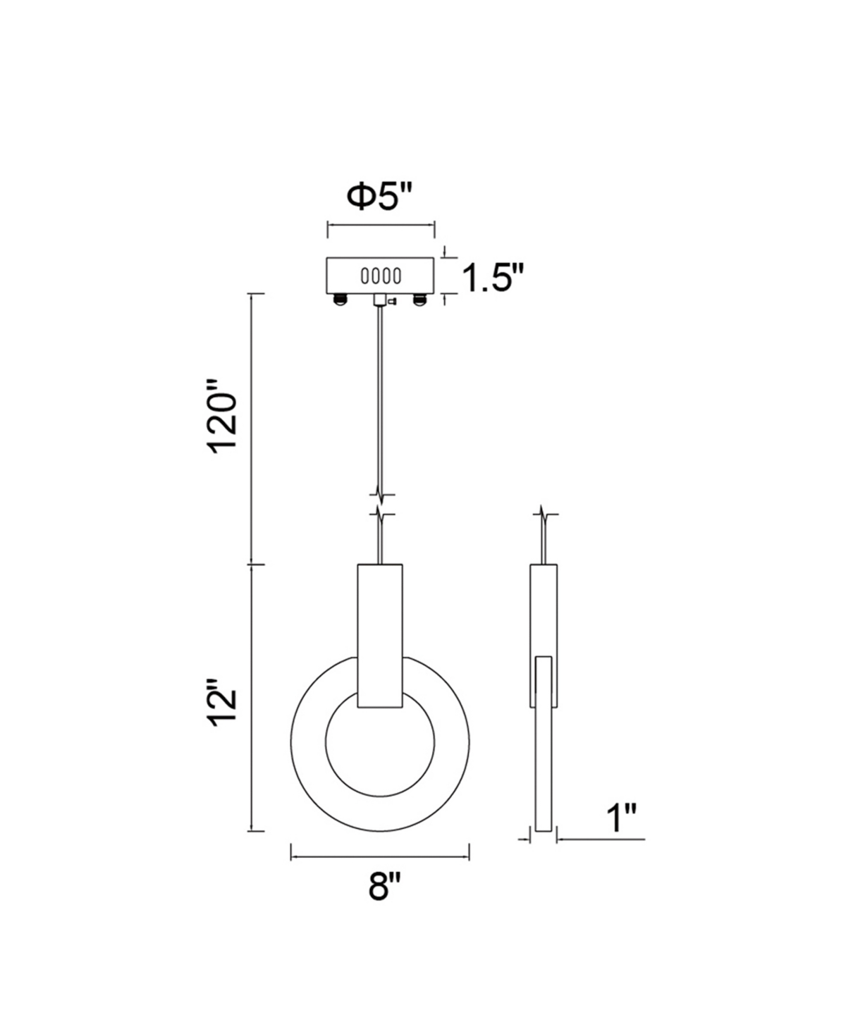 Cwi Lighting 12" Metal Anello Led Mini Pendant In White Oak