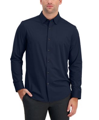 Alfani Men's Alfatech Yarn-Dyed Long Sleeve Performance Shirt, Created ...