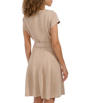 Women's Faux-Suede Fit & Flare Dress