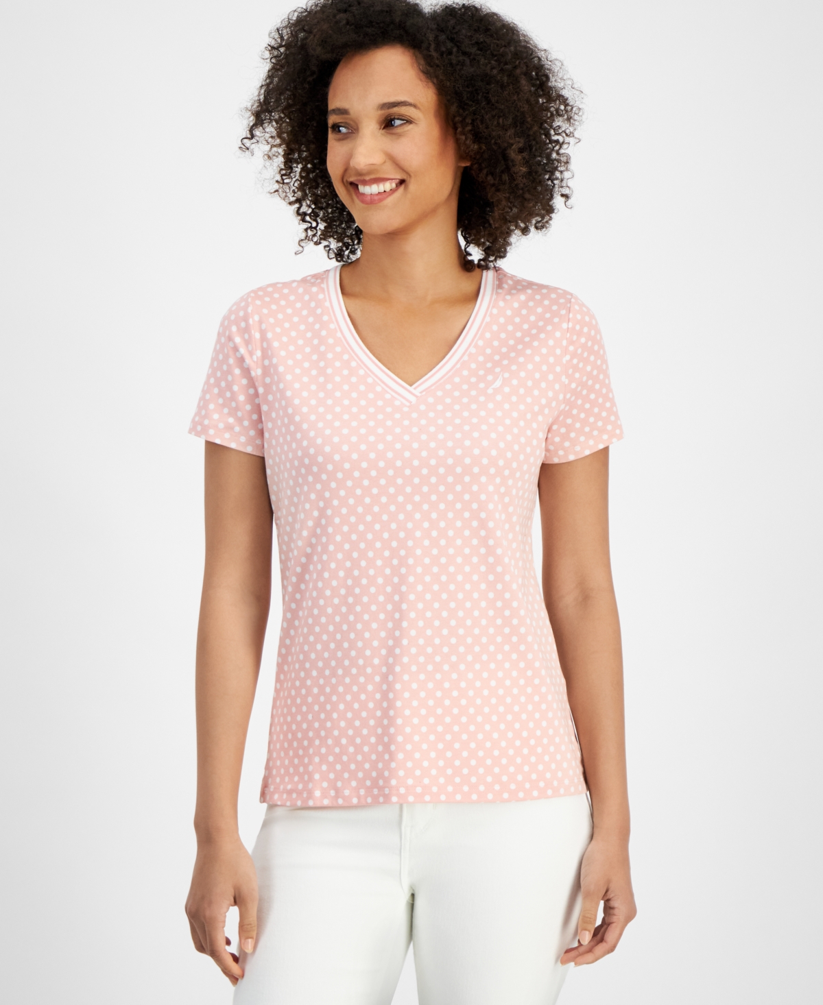 Nautica Jeans Women's Rivera Polka-Dot V-Neck Top