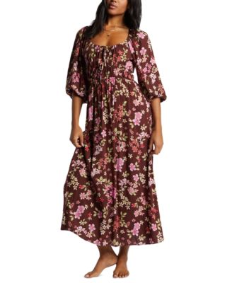 Billabong - Juniors' Rosey Skies Floral Tie-Front Dress