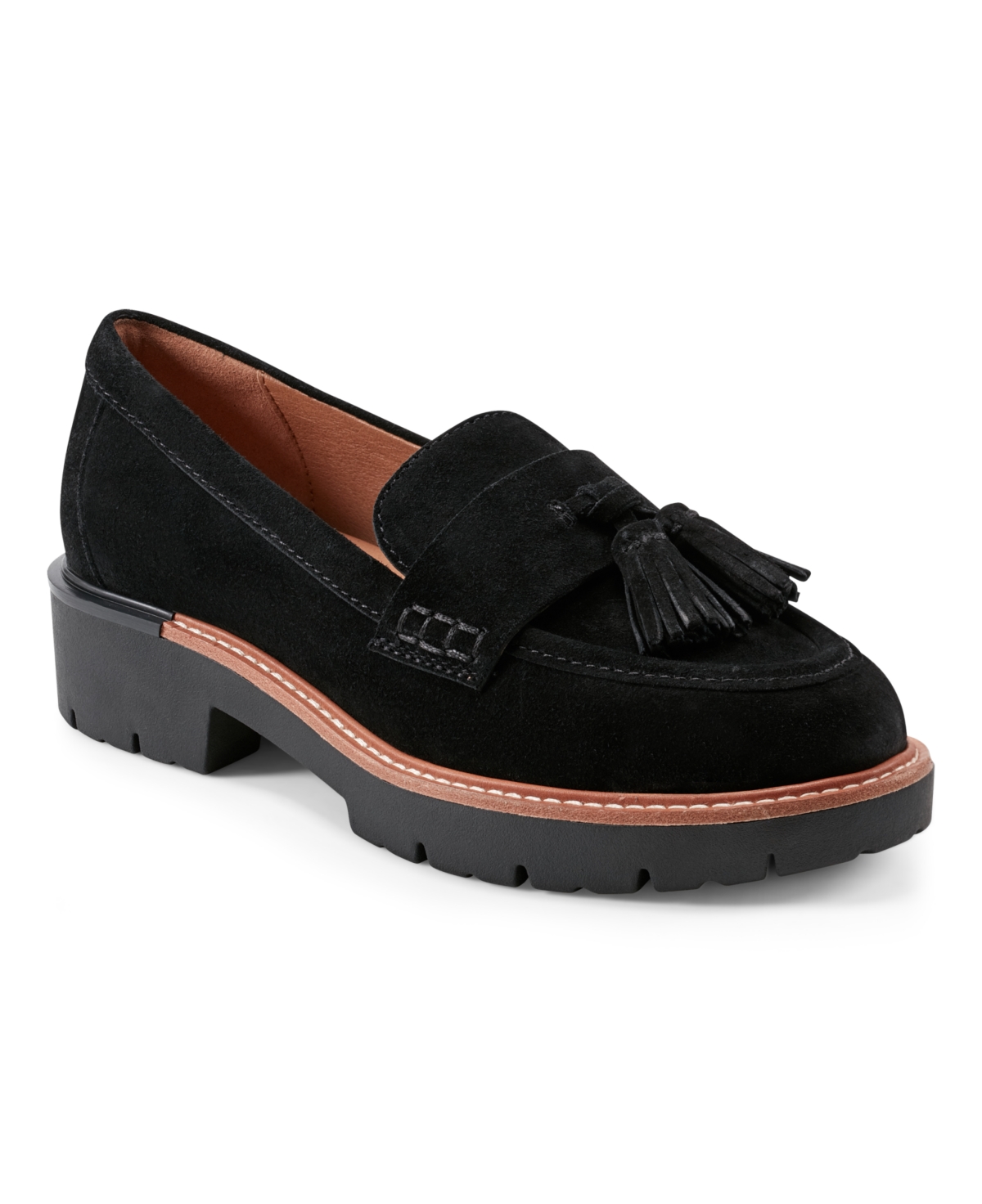 Earth Women's Zimm Round Toe Slip-on Casual Loafers In Black Suede