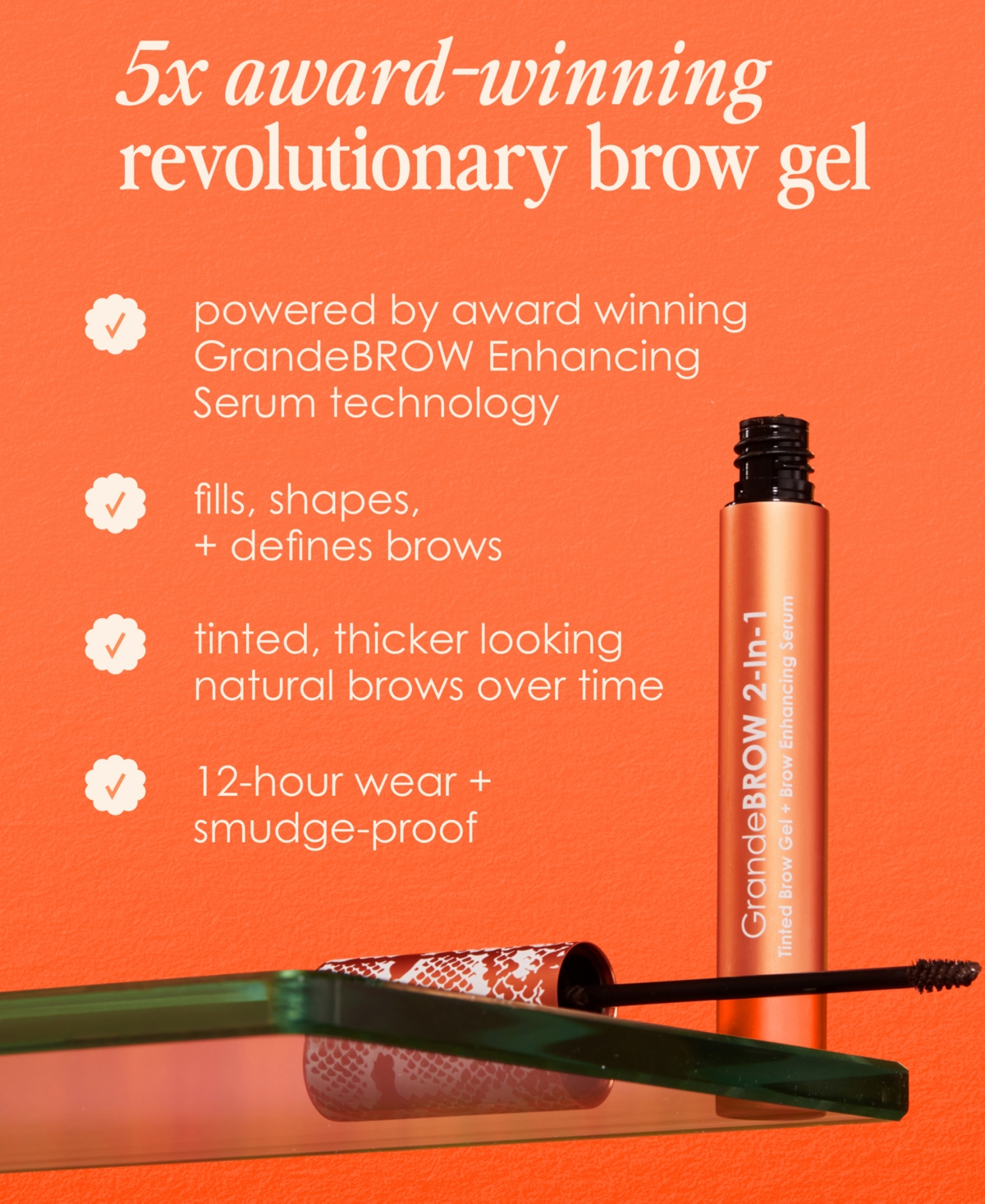 Grande Cosmetics Travel-Size GrandeBROW 2-In-1 Tinted Brow Gel + Brow Enhancing Serum, 0.02 oz.