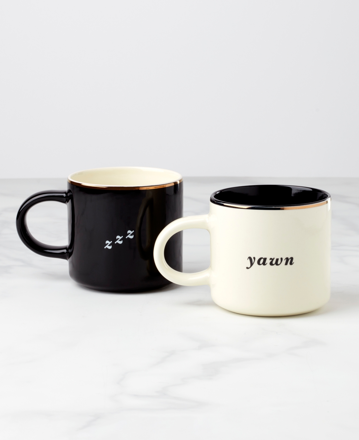 Kate Spade Yawn Zzz Mugs, Set Of 2 In Black
