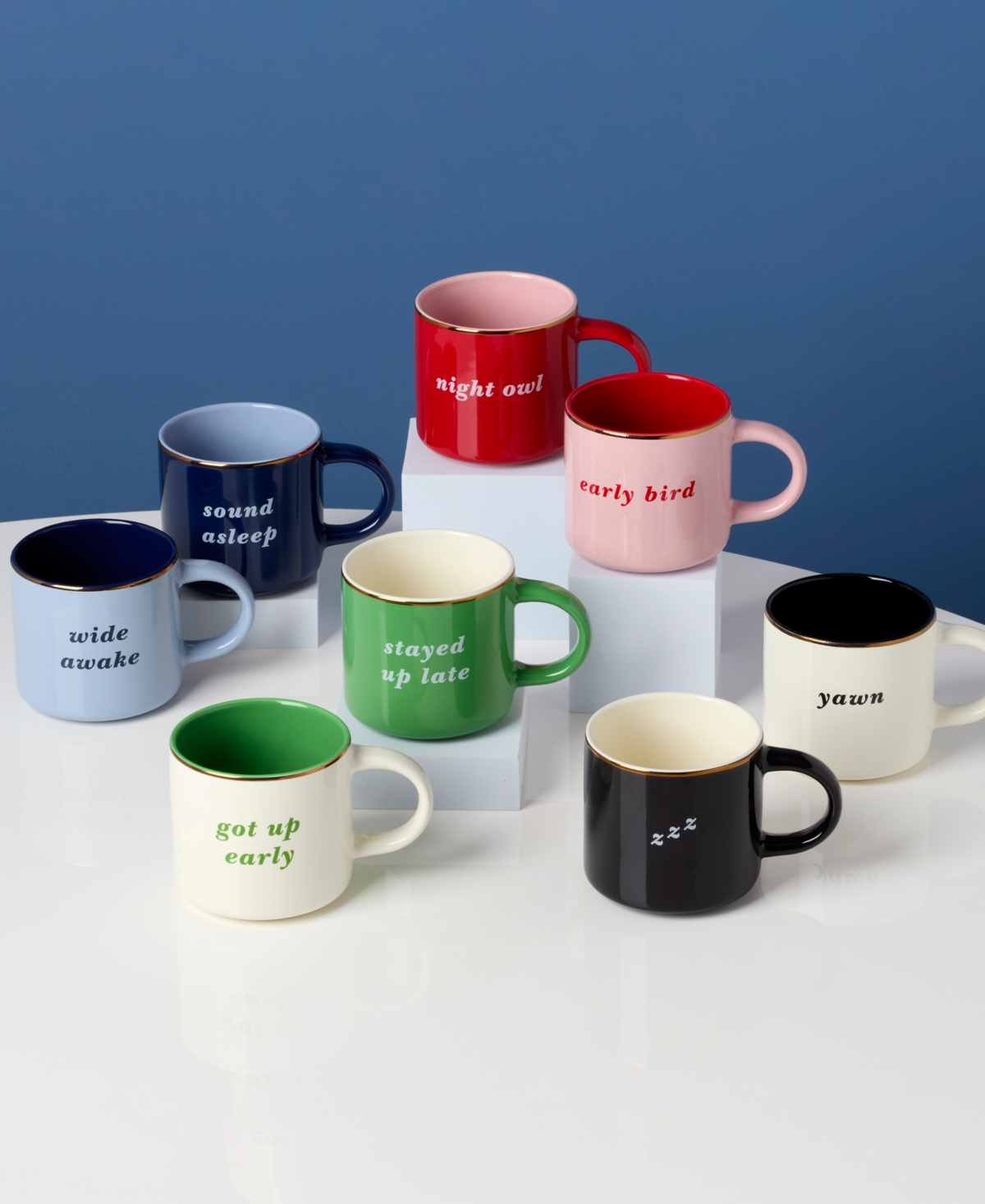 Kate Spade Yawn Zzz Mugs, Set Of 2 In Black