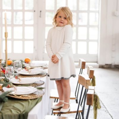 Toddler Girls Organic Long Sleeve Mock Neck Bow Detail Sweater Dress