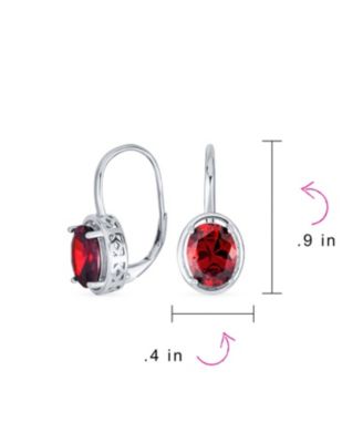 Antique  Oval CZ Drop Earrings Lever back Sterling Silver