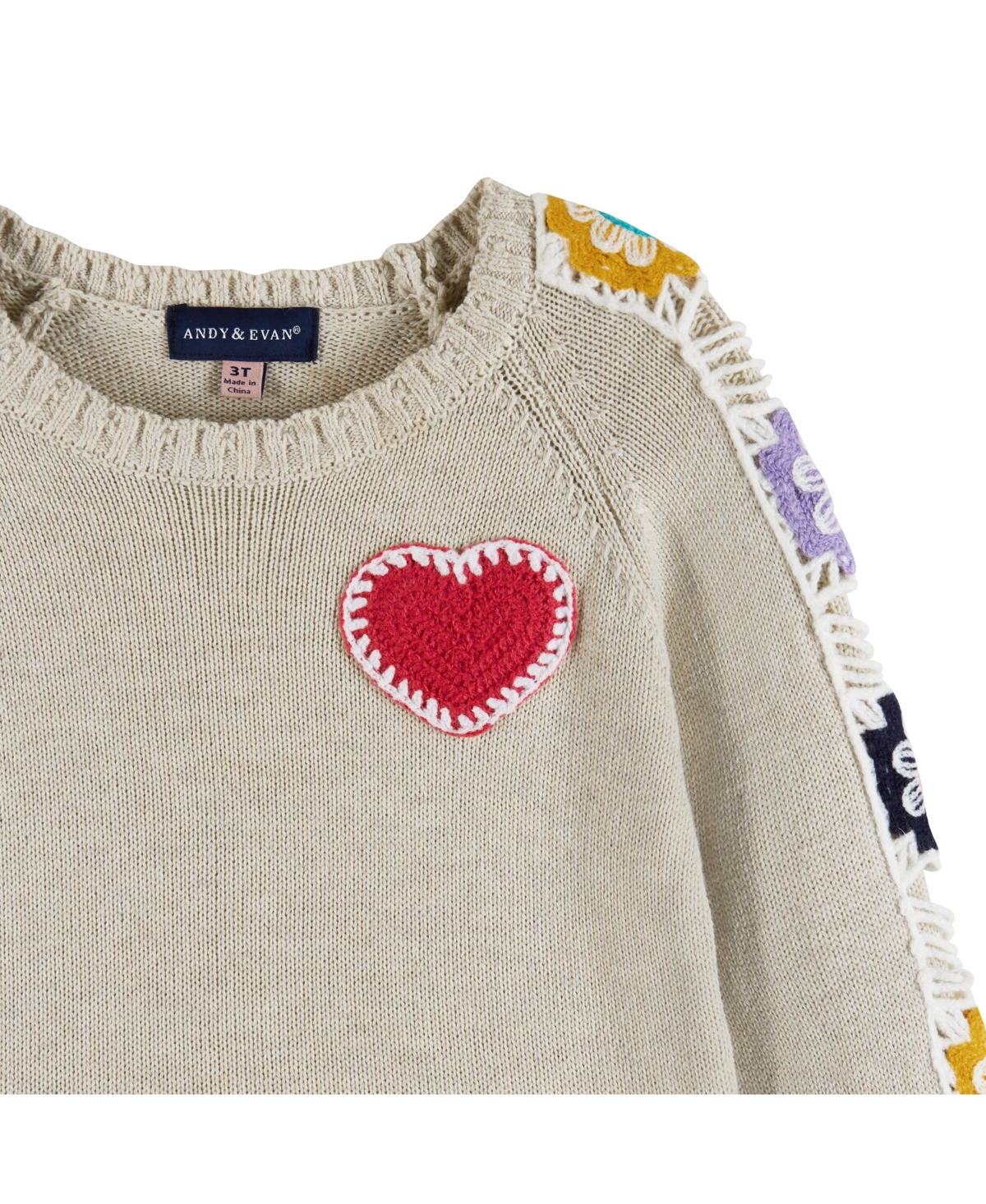 Andy & Evan Little Girls Toddler/Child Floral Crochet Sweater & Legging Set