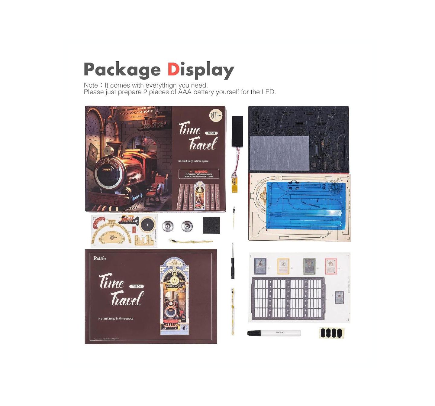 Детские конструкторы Flash Popup Time Travel 3D DIY Book Nook Kit, 246-Piece Building Set, от 14 лет, цвет: Коричневый — фото 7