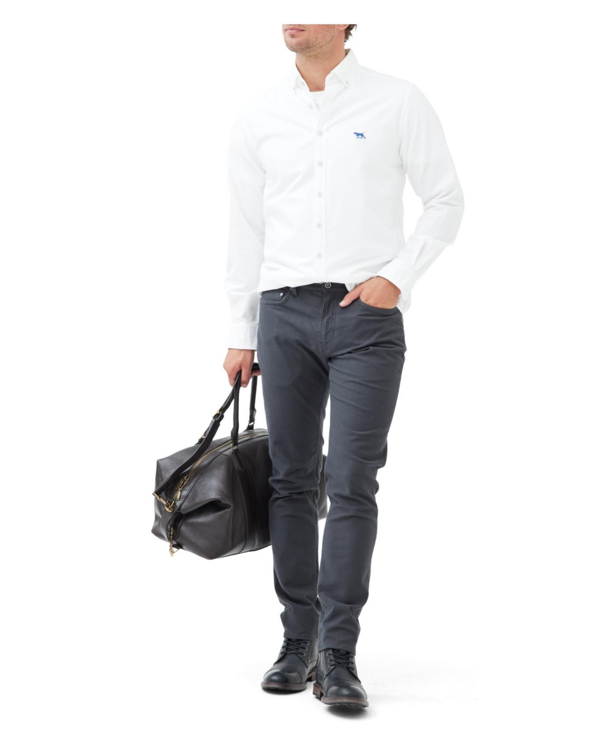 Rodd & Gunn Men's Gunn Oxford Long Sleeve Sports Fit Shirt In White