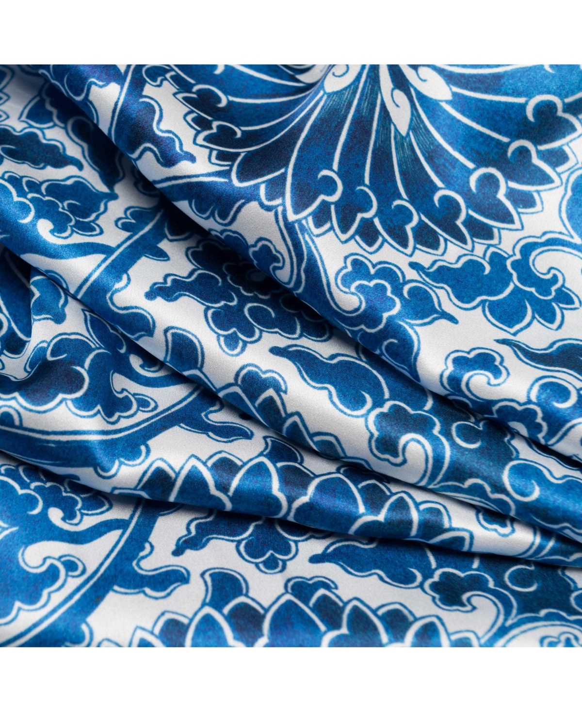 Rosalba - Long Satin Silk Scarf for Women - Blue