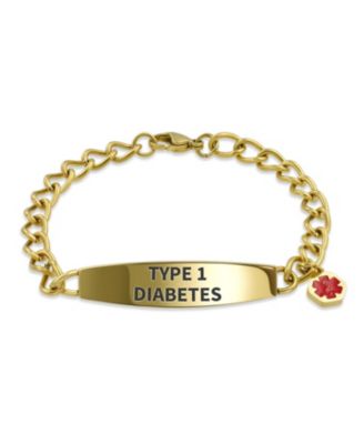 Type 1 Diabetes Identification Medical ID Bracelet Miami Cuban Link Chain Stainless Steel