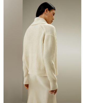 Women's Shawl Collar Drop Shoulder Knit Cardigan