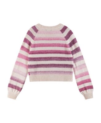Big Girls Pink Ombre Striped Cardigan Sweater