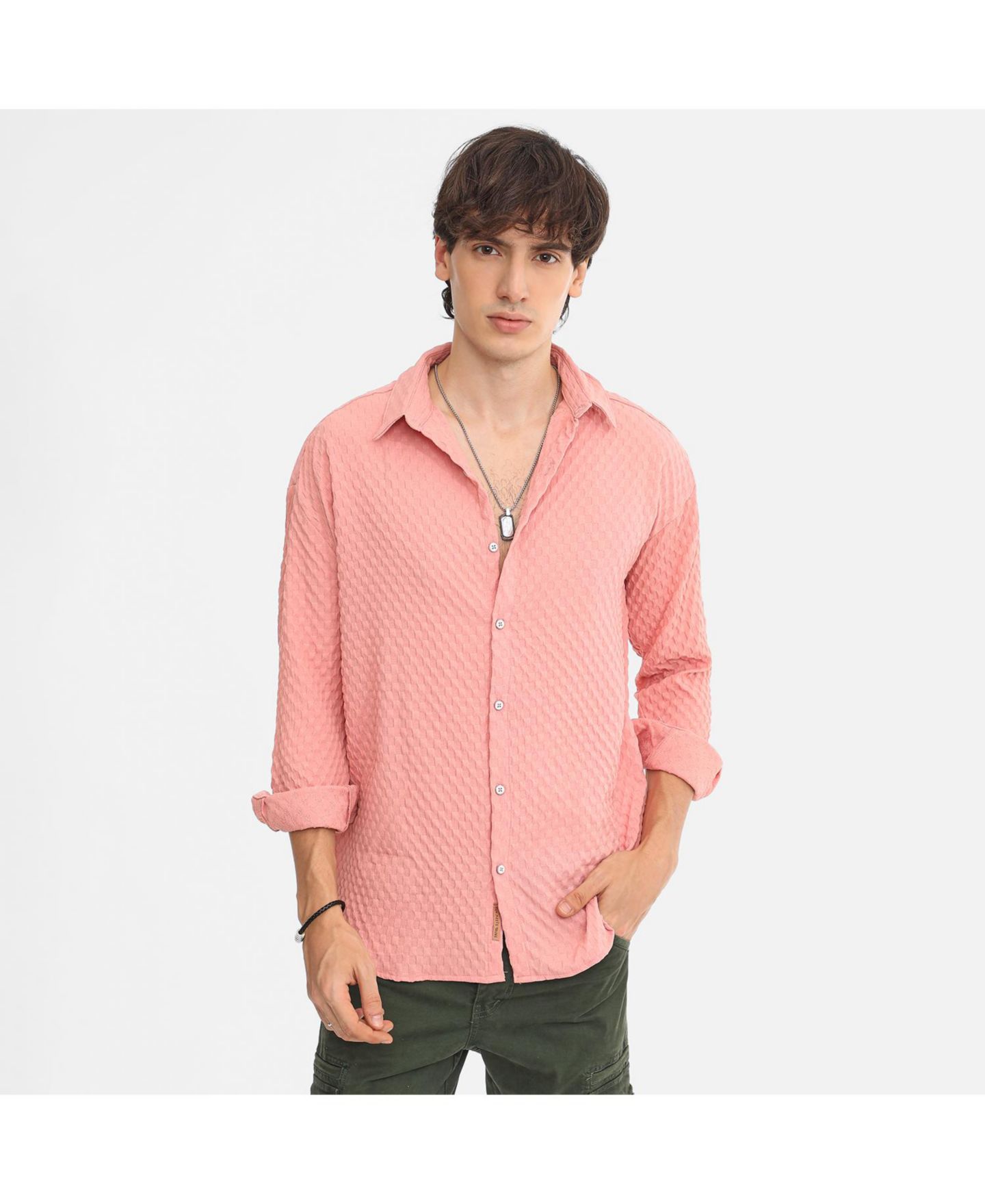 Мужская рубашка Cahoot Campus Sutra Brushed Buffalo Check, цвет: Розовый — фото 1