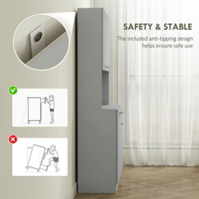 71" Buffet with Hutch, Kitchen Pantry with 6 Doors and Drawer