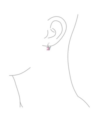 Holiday Classic Solitaire Cubic Zirconia Princess Cut Square Pave CZ Drop Lever back Earrings .925 Sterling Silver